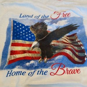 NWOT White T-shirt “Land of the Free, Home of the Brave”
